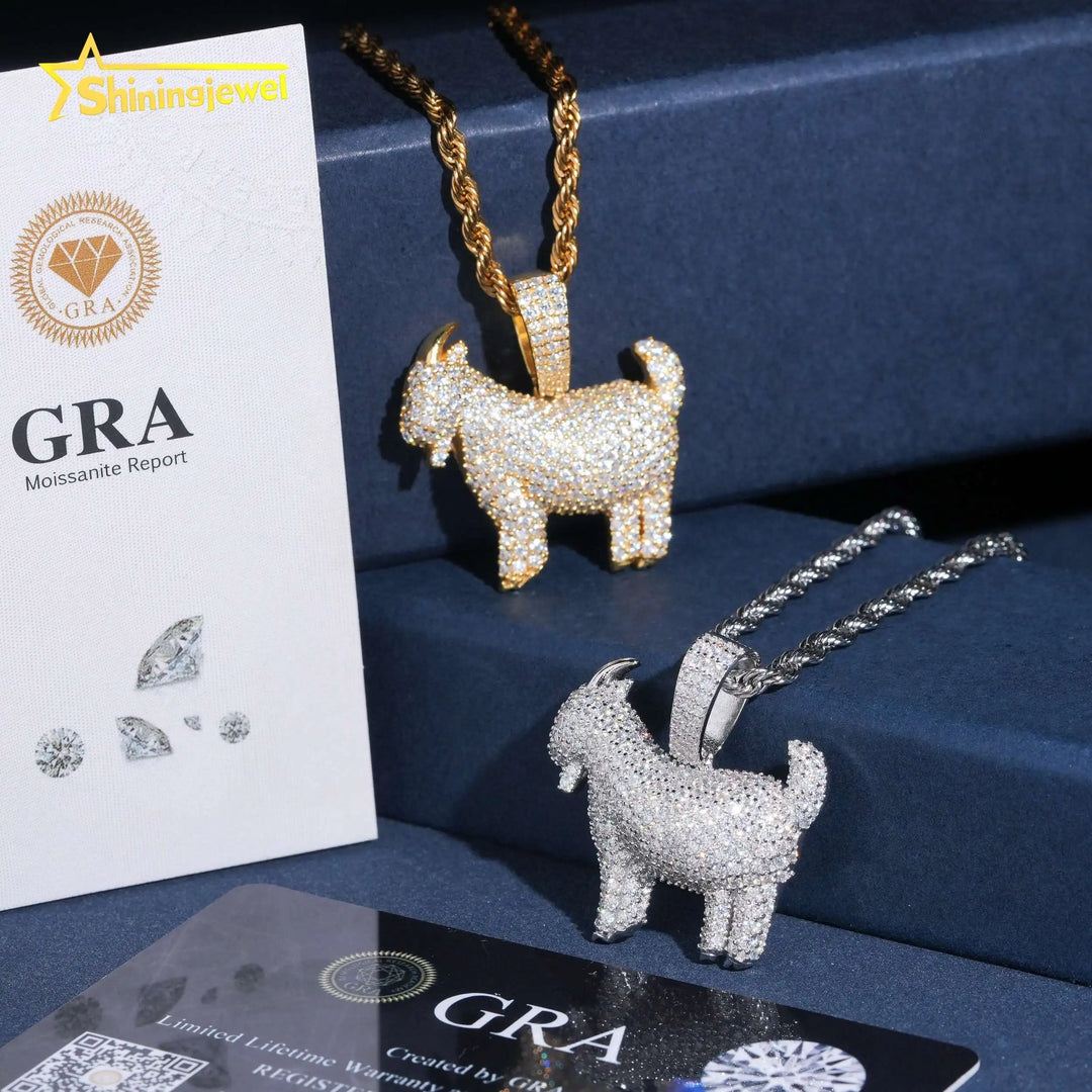 Hip Hop Jewelry Mini Caprine Moissanite Pendant Iced Out Fashion Men Moissanite Iced Out Pendant Charm 925 Silver Pass Tester