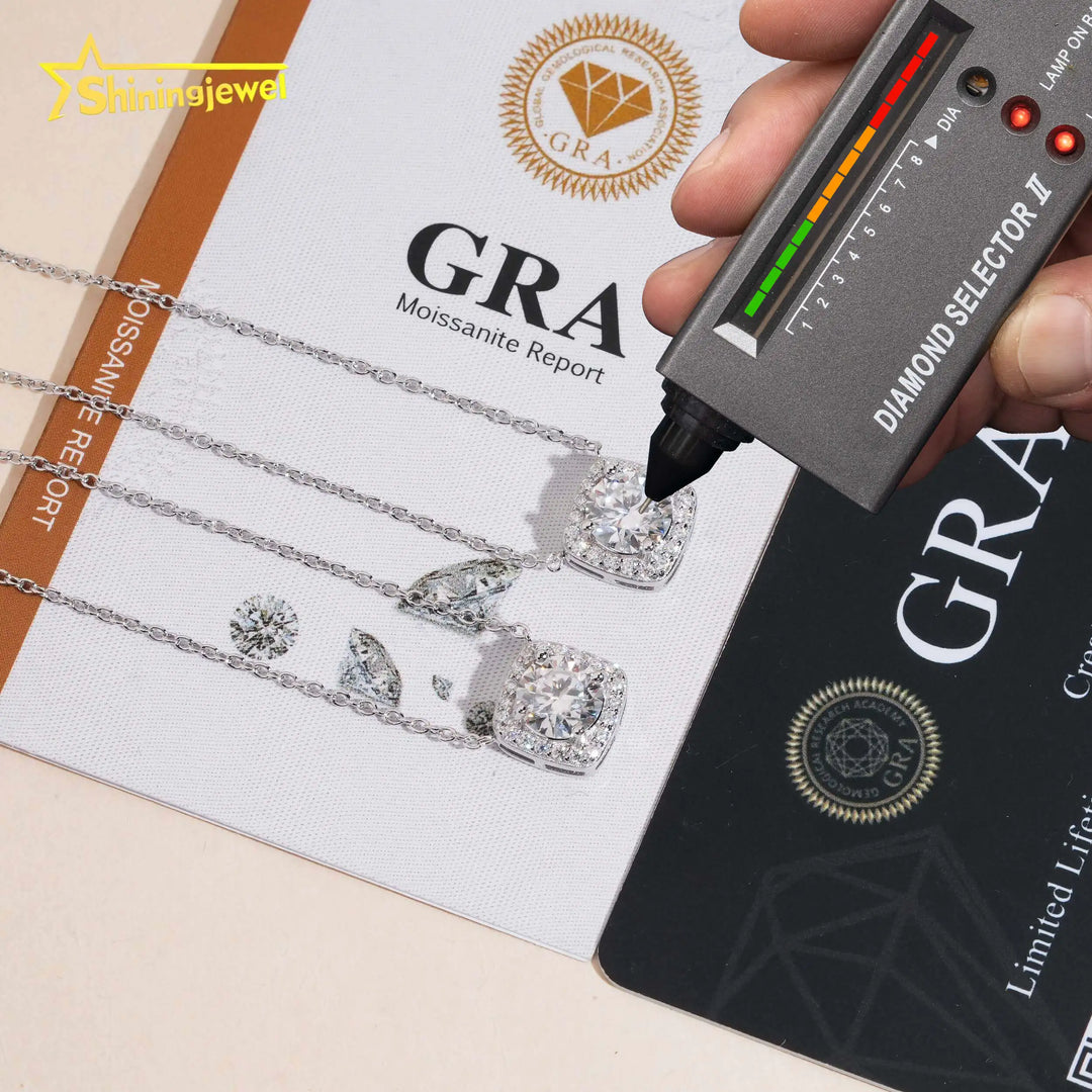 No Tarrifs USA Warehouse Ready to Ship Fine Jewelry Pass Diamond Tester 925 Silver 1CT Moissanite Pendant Women Necklace