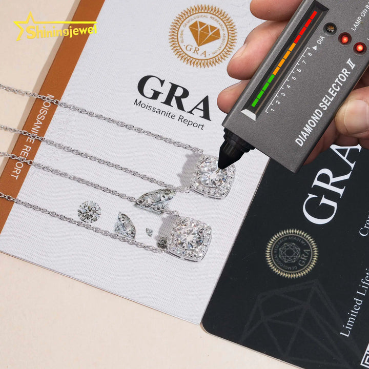 No Tarrifs USA Warehouse Ready to Ship Fine Jewelry Pass Diamond Tester 925 Silver 1CT Moissanite Pendant Women Necklace