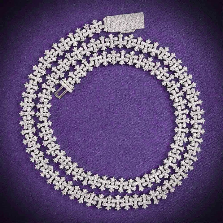 Hip Hop 8MM GRA Iced Out Bling VVS D Color Moissanite 925 Sterling Silver Pass Diamond Tester Cross Link Cuban Chain for Men