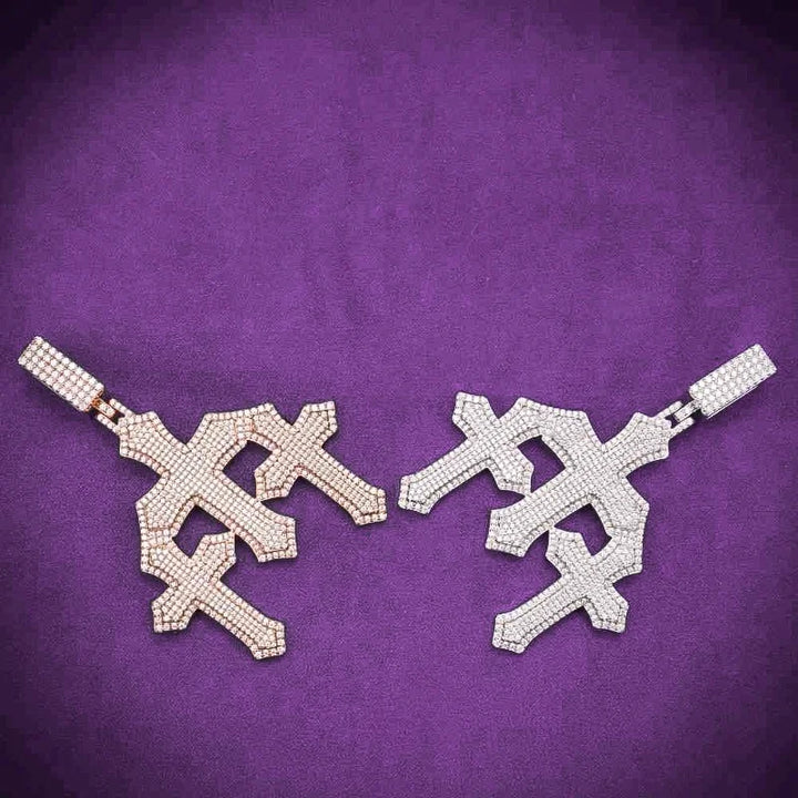 Hip Hop Fine Jewelry Passd Diamond Tester 925 Sterling Silver Iced Out VVS Moissanite Cluster Triple Cross Pendant for Men