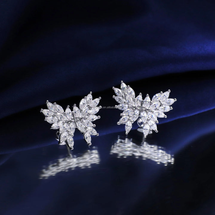Tianyu SIlver Mossanite Stud Earrings Luxury Butterfly Design Marquise Cut Moissanite Thick Gold Plated 18K Earrings Studs
