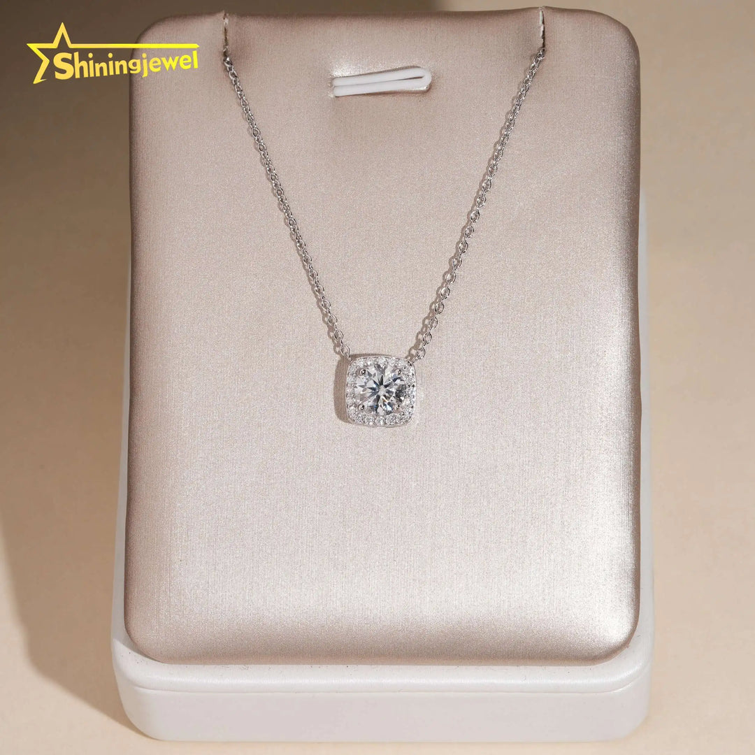 No Tarrifs USA Warehouse Ready to Ship Fine Jewelry Pass Diamond Tester 925 Silver 1CT Moissanite Pendant Women Necklace