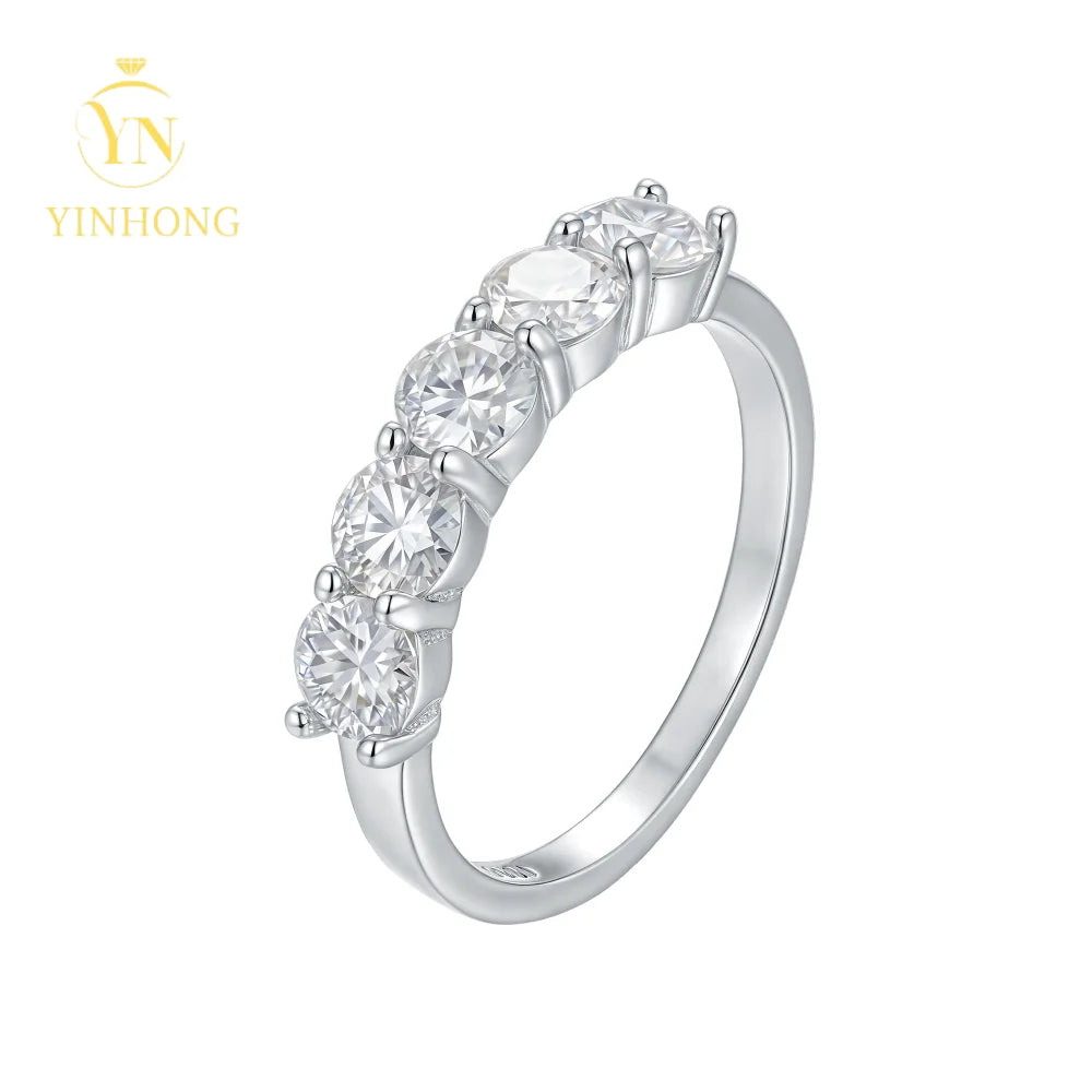 Wholesale High Quality Fashion Women Luxury Fine Jewelry 18k Gold Plated 925 Sterling Silver Moissanite Eternity Rings