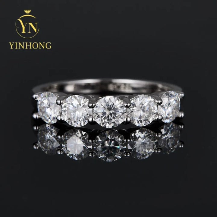 Wholesale High Quality Fashion Women Luxury Fine Jewelry 18k Gold Plated 925 Sterling Silver Moissanite Eternity Rings
