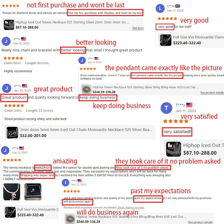 Local Stock 3MM 4MM Moissanite Tennis Chain Hiphop Jewelry 925 Silver Vvs Moissanite Tennis Necklaces