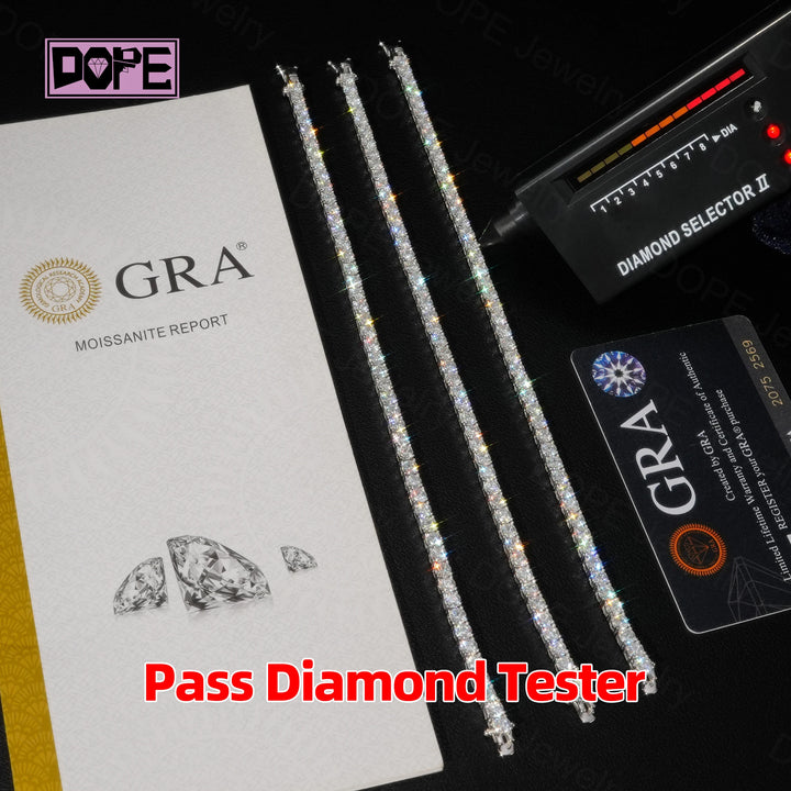 3 Days Dispatch 3mm 4mm Tennis Necklace 20in 22in 925 Silver Necklace Iced VVS Diamond Moissanite Tennis Chain