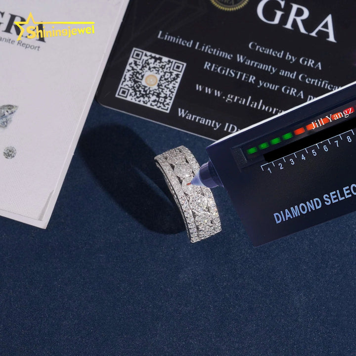 American Local Stocks Half Eternity Ring Band Ring Moissanite Ring for Men 925 Hip Hop Fine Jewelry