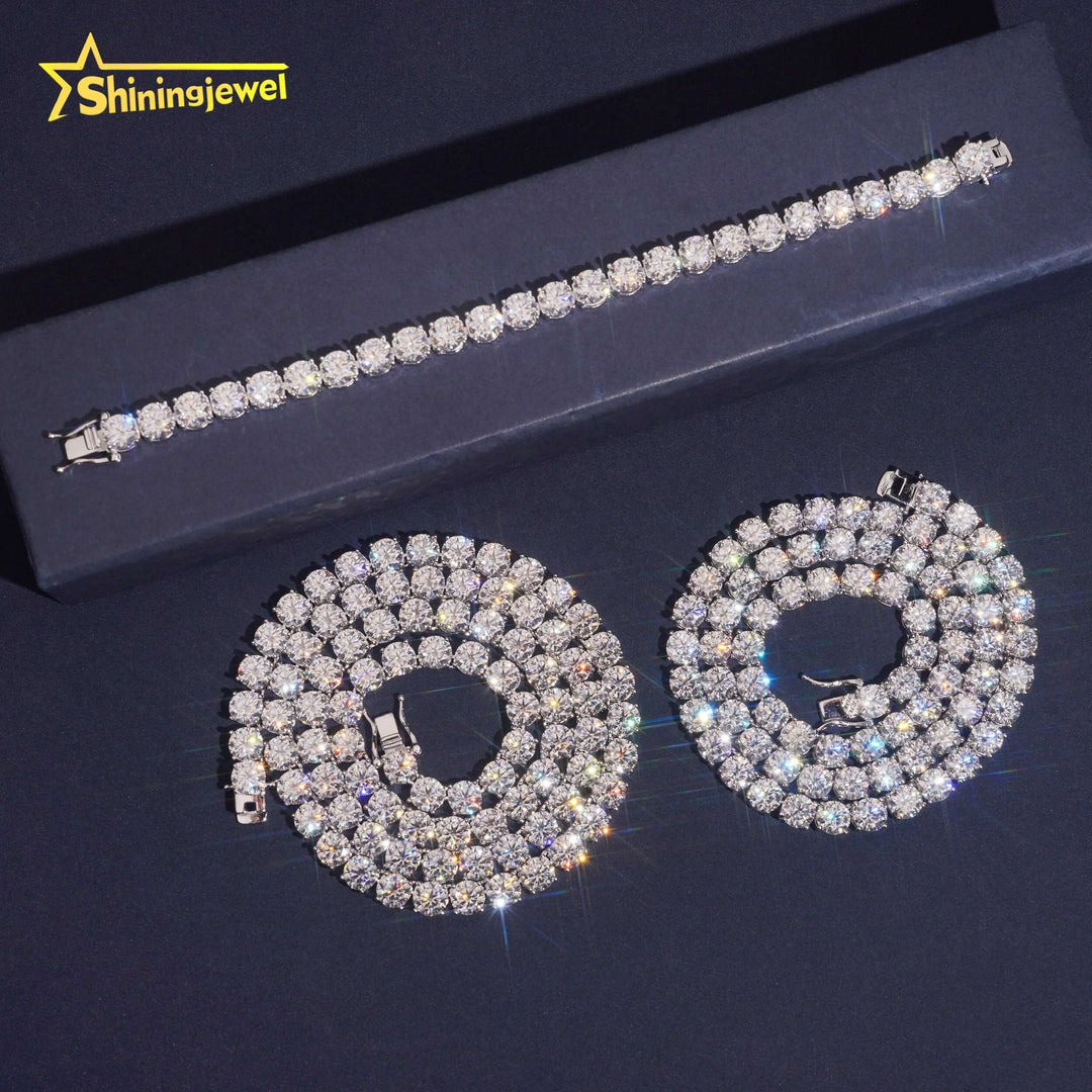 Fast Shipping 925 Silver Jewelry Hip Hop Classic High Quality 6.5mm VVS Moissanite Diamond Tennis Chain