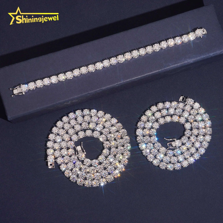 Fast Shipping 925 Silver Jewelry Hip Hop Classic High Quality 6.5mm VVS Moissanite Diamond Tennis Chain