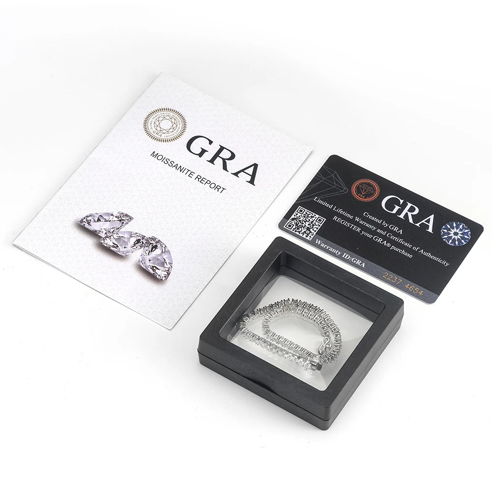 RINNTIN USA Local Stock Hip Hop Jewelry 3mm 925 Silver Moissanite Diamond Chains Hot Sale Tennis Chain Moissanite GRA Certified