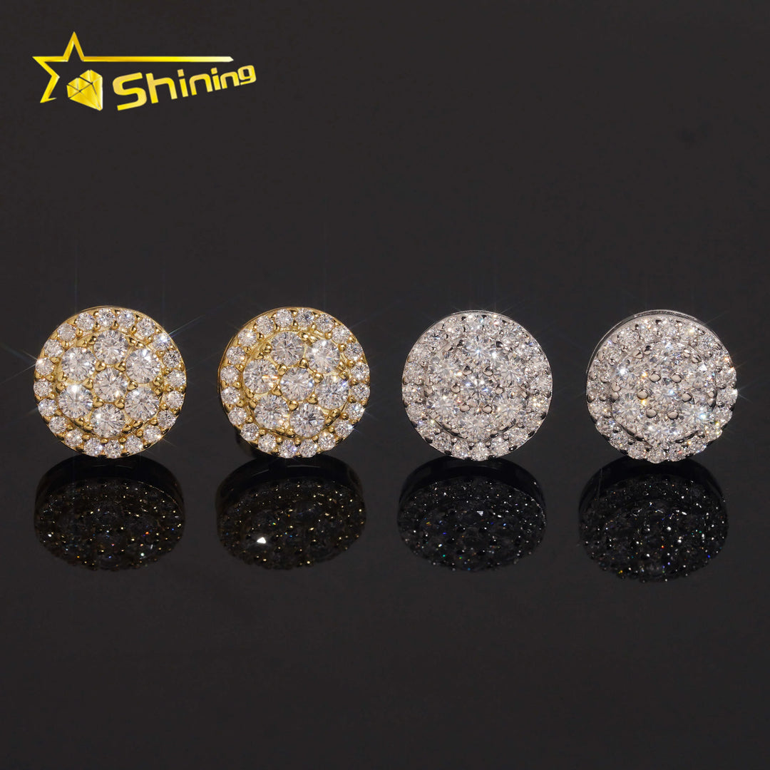 USA Fast Shipping Cluster Design S925 Sterling Silver Iced Out VVS Moissanite Diamond Screw Back Earring Stud