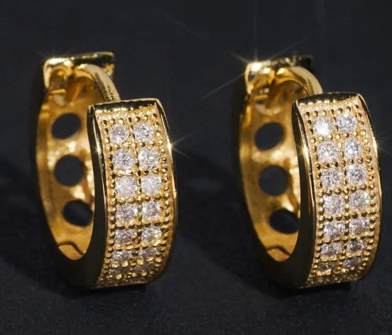 USA Warehouse Fast Shipping Lab Diamond Earrings Fine Jewelry Silver 925 Hip Hop VVS Moissanite Hoop Earrings