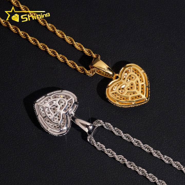 No Tarrifs USA Warehouse Stocks GRA Cert 925 Sterling Silver Hip Hop Iced Out VVS Moissanite Diamond Heart Pendant
