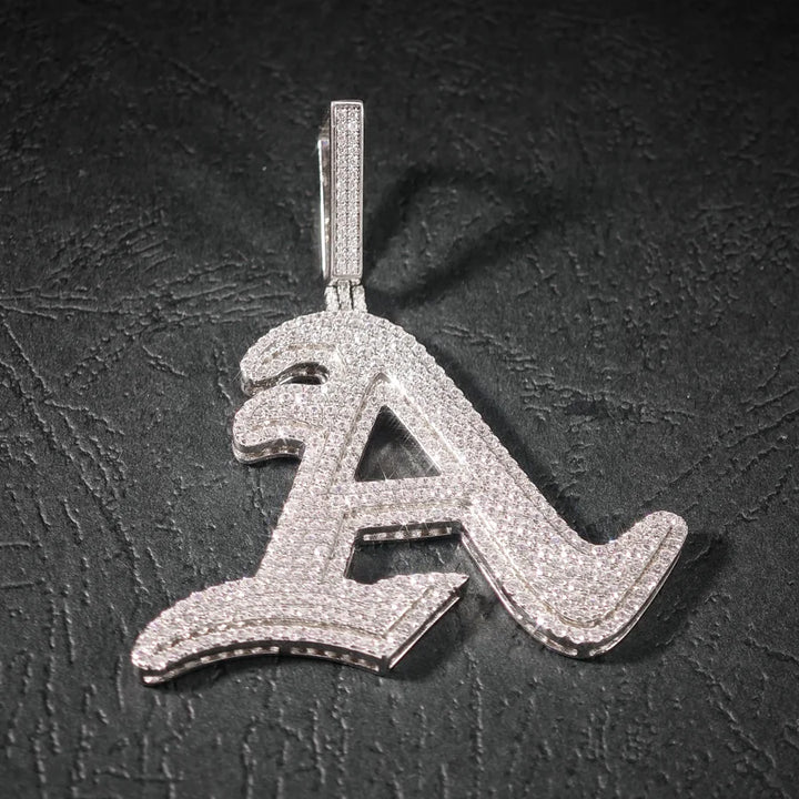 Factory Direct Hip Hop GRA Bling VVS Moissanite 925 Sterling Silver Pass Diamond Tester Cluster Letter-A Pendant for Men Party