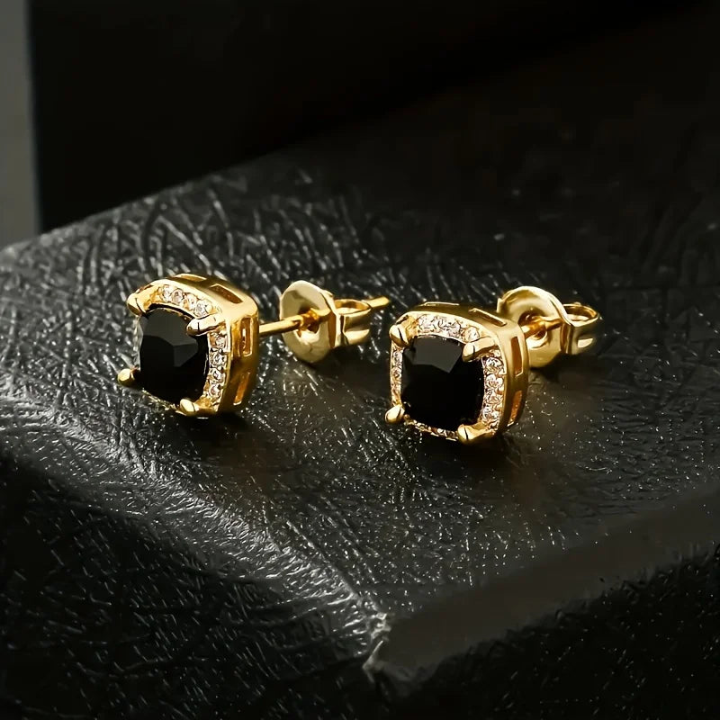 Black Diamond Square Studs 5A CZ