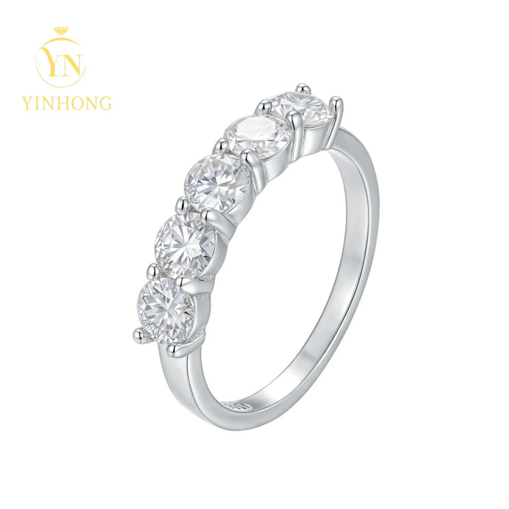 Wholesale High Quality Fashion Women Luxury Fine Jewelry 18k Gold Plated 925 Sterling Silver Moissanite Eternity Rings