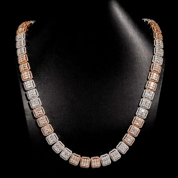 13mm Moissanite Square Men's Tennis Chain 925 Sterling Silver Hip Hop D Color Baguette Pass Diamond Tester GRA Baguette Jewelry