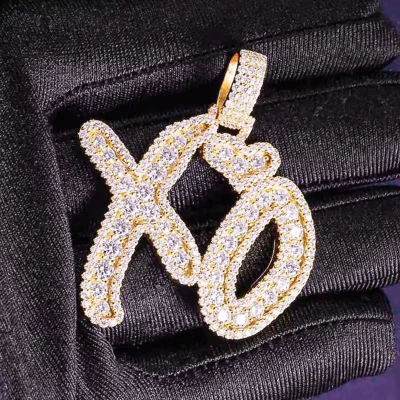 925 Sterling Silver XO Cluster Pendant GRA Hip Hop Iced Out Bling Pass Diamond Tester VVS Moissanite Letters for Men and Women