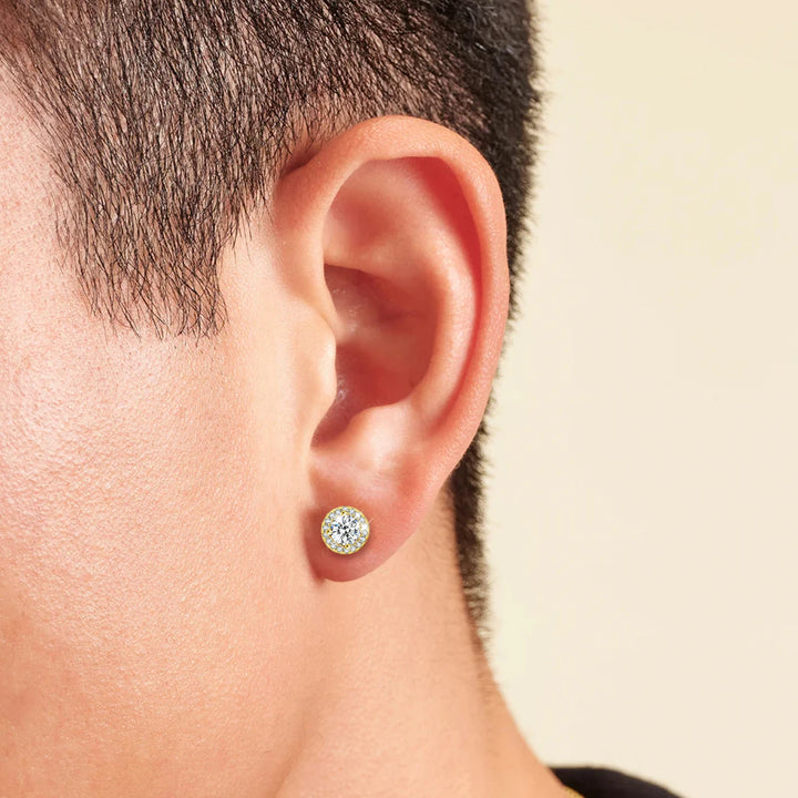 VVS Moissanite GRA Certified 14K 925 Sterling Silver Halo Stud Earrings