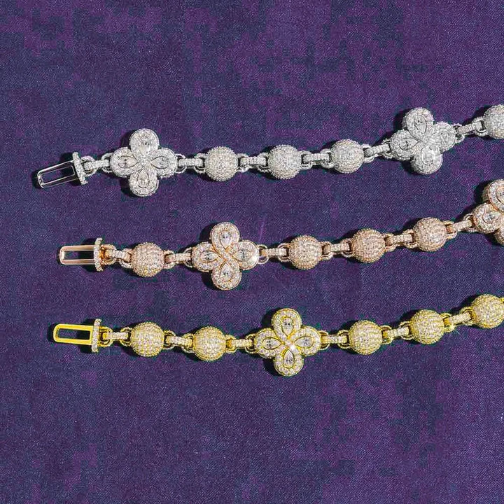 Hip Hop Fine Jewelry Passd Diamond Tester 925 Silver Iced Out 20MM Moissanite Beads Link Leaf Clover Cuban Chain for Women Men