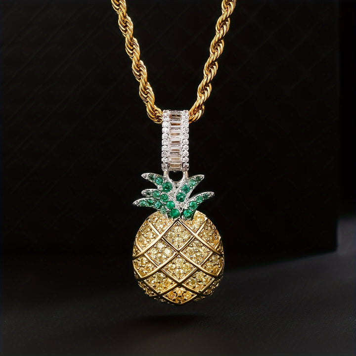 40MM CZ Eleuthera Pineapple Pendant Necklace