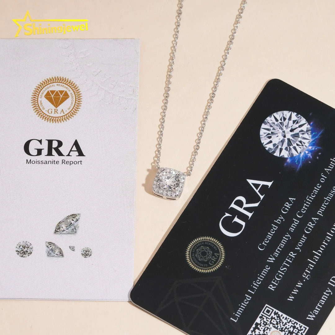 No Tarrifs USA Warehouse Ready to Ship Fine Jewelry Pass Diamond Tester 925 Silver 1CT Moissanite Pendant Women Necklace