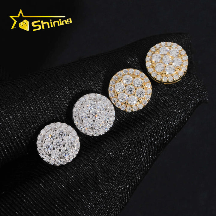 USA Fast Shipping Cluster Design S925 Sterling Silver Iced Out VVS Moissanite Diamond Screw Back Earring Stud
