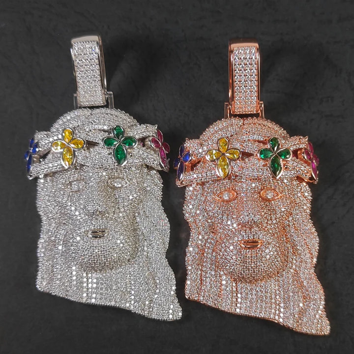 Custom 3.2inches Hip Hop GRA  Marquise Cut VVS Moissanite 925 Silver Pass Diamond Tester Four Leaf Clover Flower Jesus Pendant