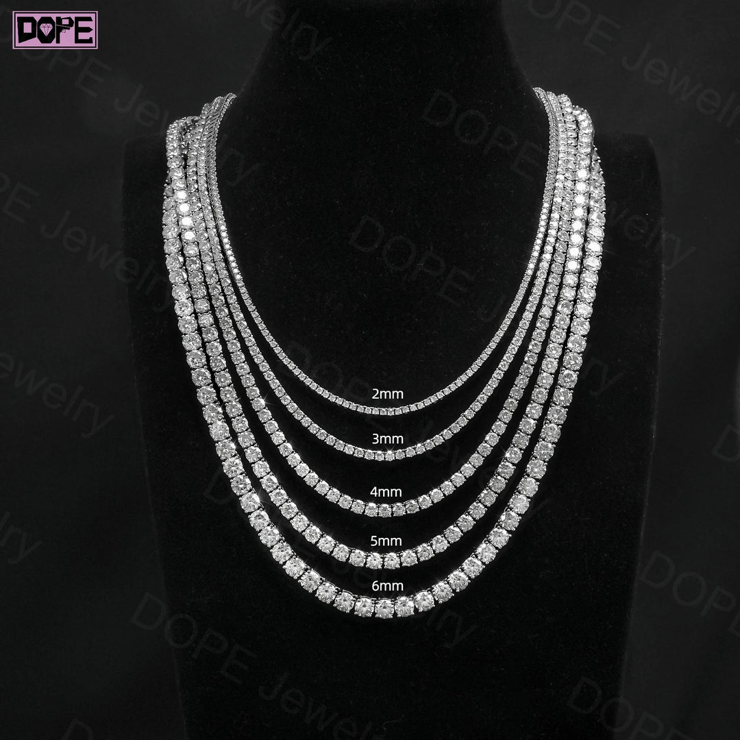 3 Days Dispatch 3mm 4mm Tennis Necklace 20in 22in 925 Silver Necklace Iced VVS Diamond Moissanite Tennis Chain