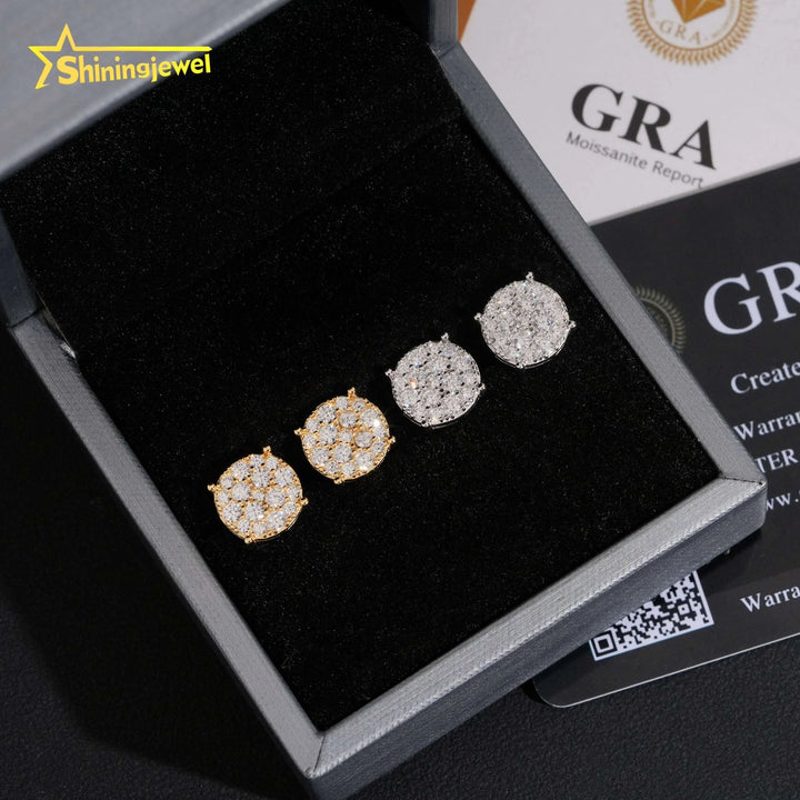 USA Warehouse 925 Sterling Silver Iced Out Screw Back Hip Hop Mens Diamond Moissanite Earrings