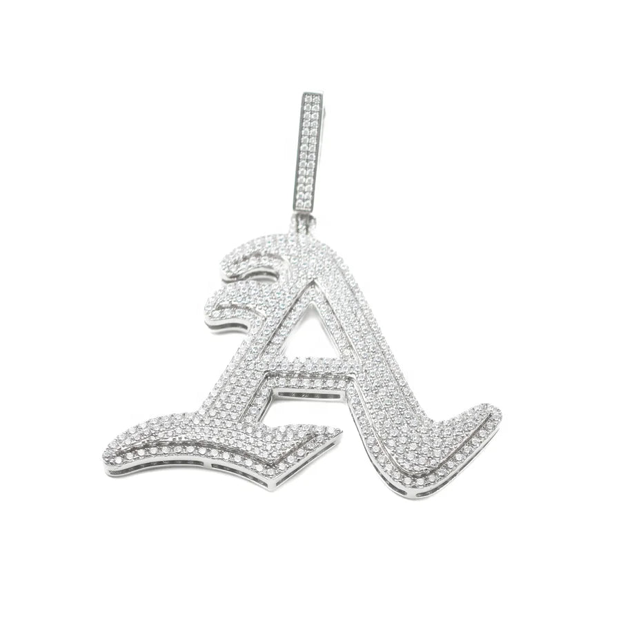 Factory Direct Hip Hop GRA Bling VVS Moissanite 925 Sterling Silver Pass Diamond Tester Cluster Letter-A Pendant for Men Party