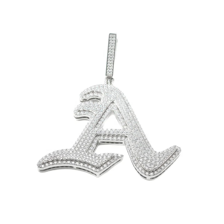 Factory Direct Hip Hop GRA Bling VVS Moissanite 925 Sterling Silver Pass Diamond Tester Cluster Letter-A Pendant for Men Party