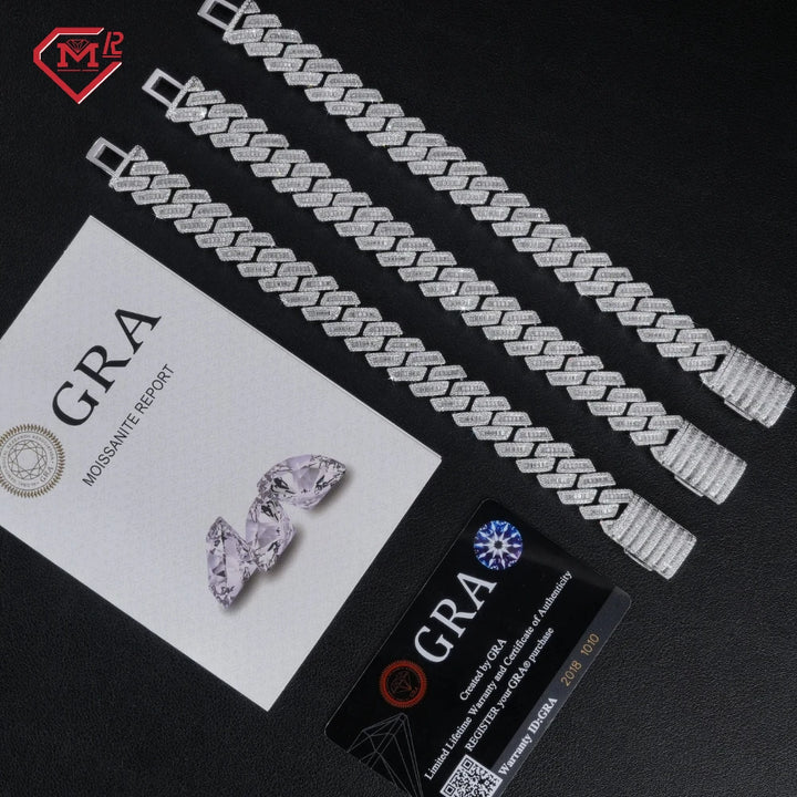 15mm Moissanite Cuban Link Bracelet