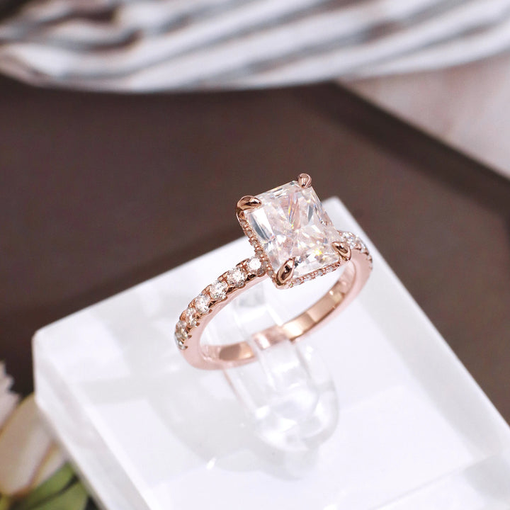 Tianyu 3ct Radiant Crushed Ice Cut Moissanite Rings Silver Sterling 925 18k White Gold Plated Fine Jewelry Mossanite Ring