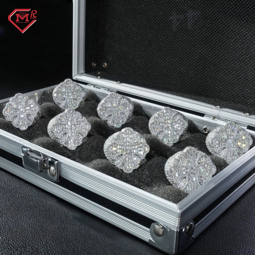 In Stock Hiphop Moissanite Ring Men Women Fine Jewelry Iced Out 925 Silver VVS Moissanite Diamond Cross Ring