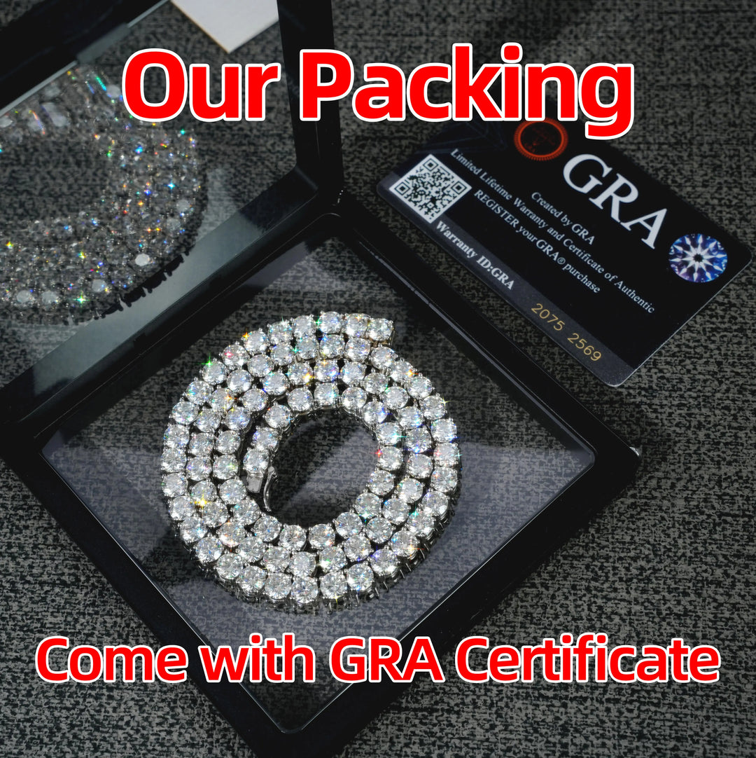 3 Days Dispatch 3mm 4mm Tennis Necklace 20in 22in 925 Silver Necklace Iced VVS Diamond Moissanite Tennis Chain