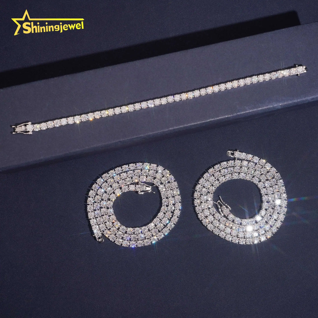 USA Warehouse Hot Selling 3mm Fast Delivery Pass Diamond Tester 925 Moissanite Tennis Bracelet Tennis Chain Moissanite