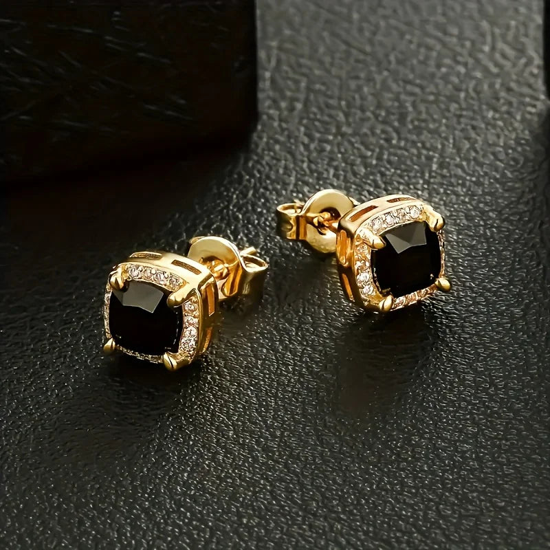 Black Diamond Square Studs 5A CZ