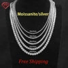 Local Stock 3MM 4MM Moissanite Tennis Chain Hiphop Jewelry 925 Silver Vvs Moissanite Tennis Necklaces