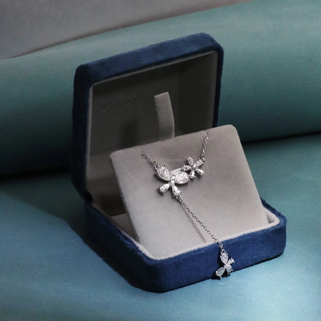 TIANYU GEMS Women's Fine Pendant Necklace 18K White Gold Plated 16 Inch 2 Inch Chain DF Color VVS Clarity Lab Created Necklace