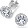 VVS Moissanite GRA Certified 14K 925 Sterling Silver Halo Stud Earrings