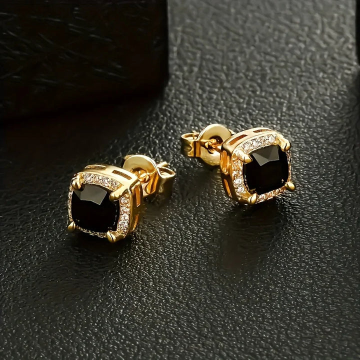 Black Diamond Square Studs 5A CZ