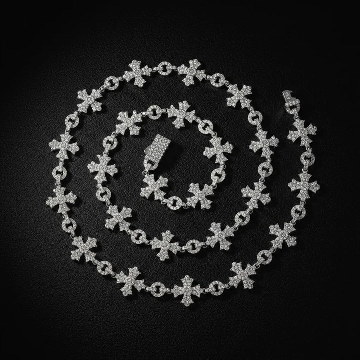 Hip Hop Luxury Handmade 12mm 925 Sterling Silver GRA Certified Moissanite Diamond Cross Link Chain Necklace for Men Women Party