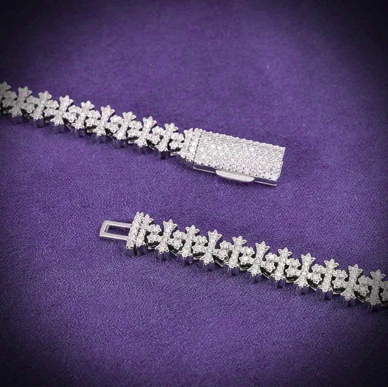 Hip Hop 8MM GRA Iced Out Bling VVS D Color Moissanite 925 Sterling Silver Pass Diamond Tester Cross Link Cuban Chain for Men