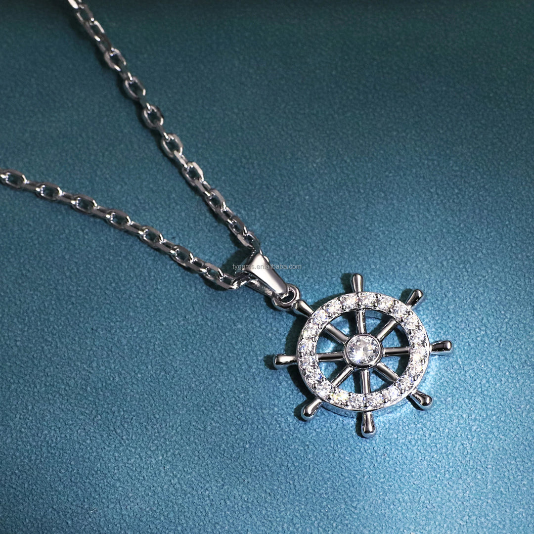 Tianyu Gems Moissanite Silver Chokers Necklaces Wholesale 18K White Gold Plated 925 Sterling Silver Pendant Necklaces for Women