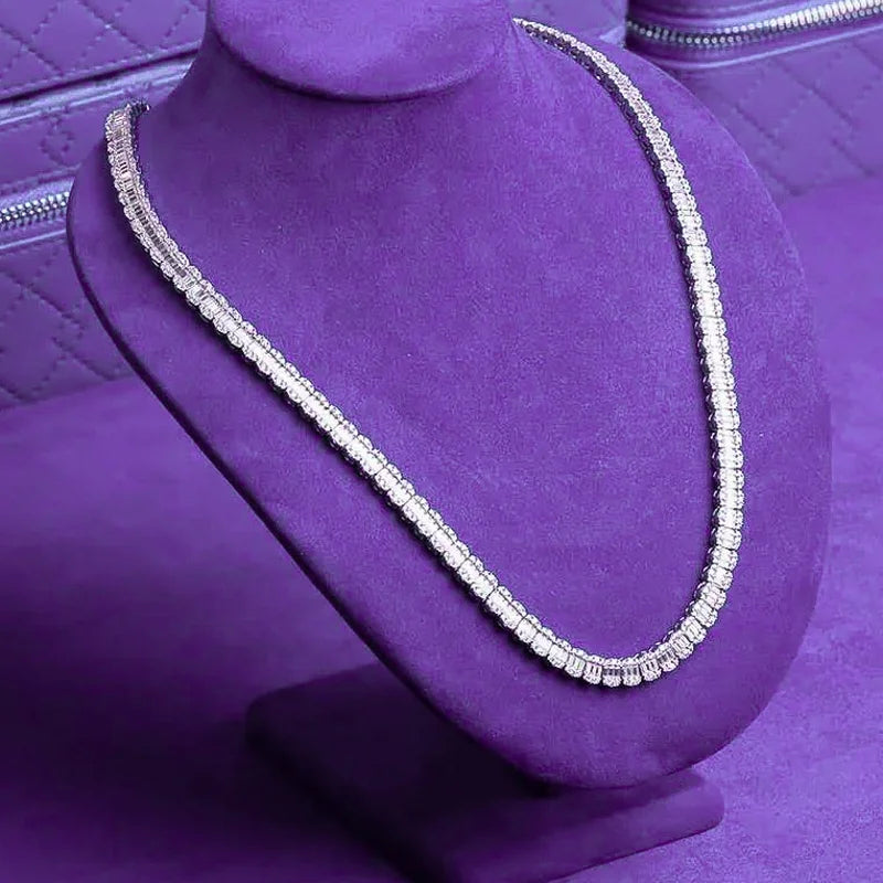 Wholesale Hip Hop Fine Jewelry 7MM 8MM VVS Moissanite Men's Baguette Tennis Chain With 925 Sterling Silver Pass Diamond Tester