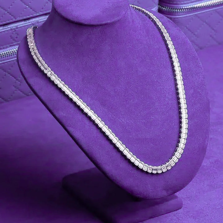 Wholesale Hip Hop Fine Jewelry 7MM 8MM VVS Moissanite Men's Baguette Tennis Chain With 925 Sterling Silver Pass Diamond Tester