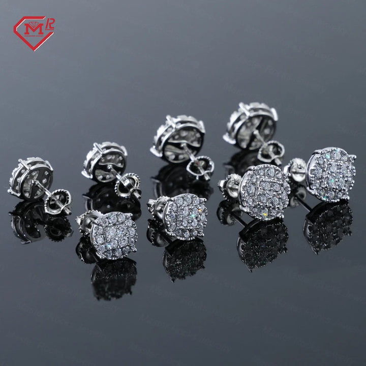 Wholesale Zircon Earring Factory Price 925 Silver 8mm 10mm  VVS Diamond Moissanite Stud Earrings Men Women