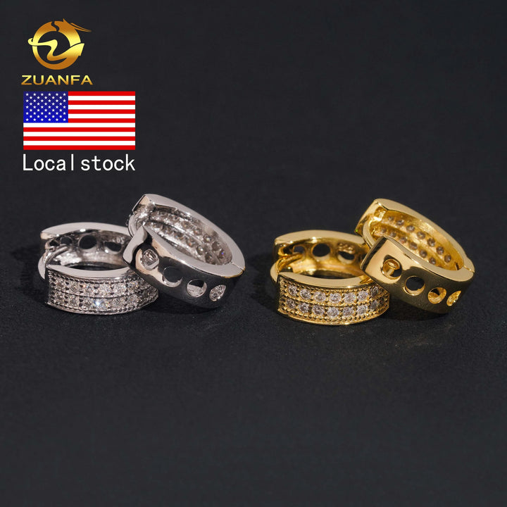 USA Warehouse Fast Shipping Lab Diamond Earrings Fine Jewelry Silver 925 Hip Hop VVS Moissanite Hoop Earrings